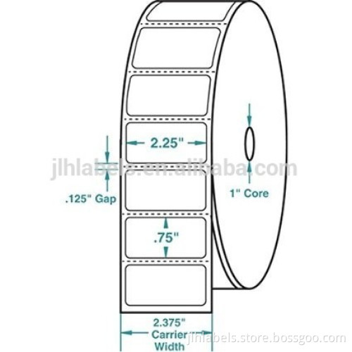 2.25" x 0.75" White Direct Print Thermal Labels, 3000 per roll